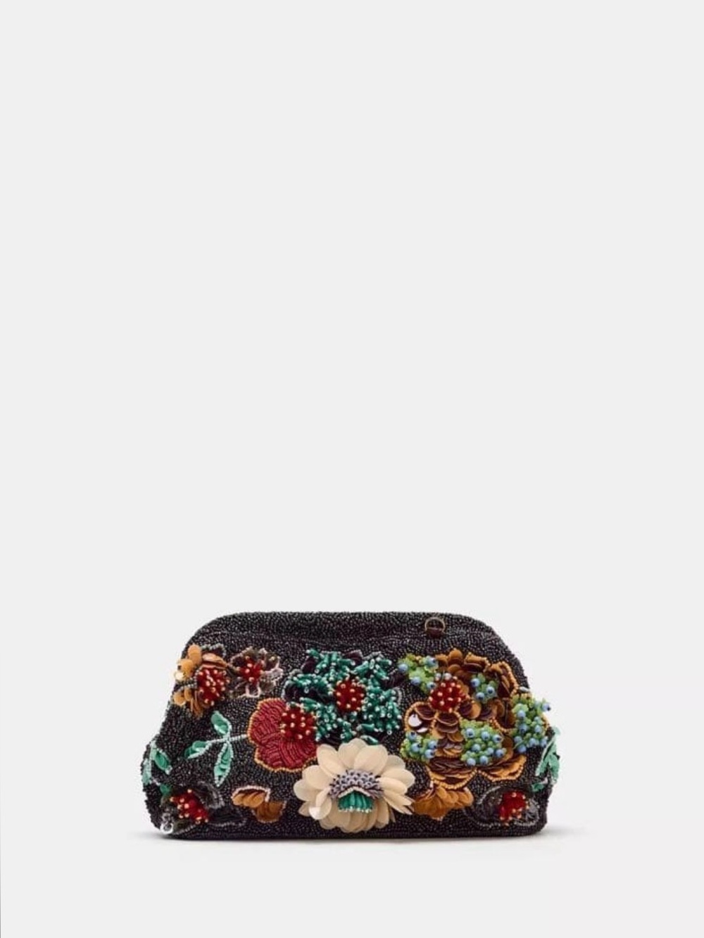 Stunning Zara Floral Beaded Chain Shoulder Bag Handbag Purse in Multicolor NWT